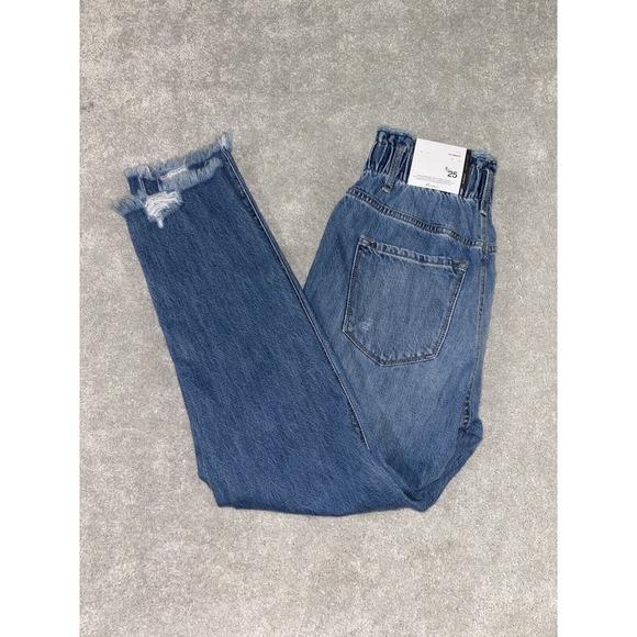 Kancan Los Angeles Denim - Kancan High Rise Fray‎ Relaxed Fit Jeans Size 3/25 Distressed Relaxed New
